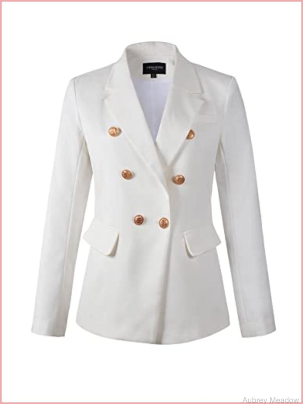 Double Breasted Blazer Ladies Work Suit Jacket with Golden Buttons